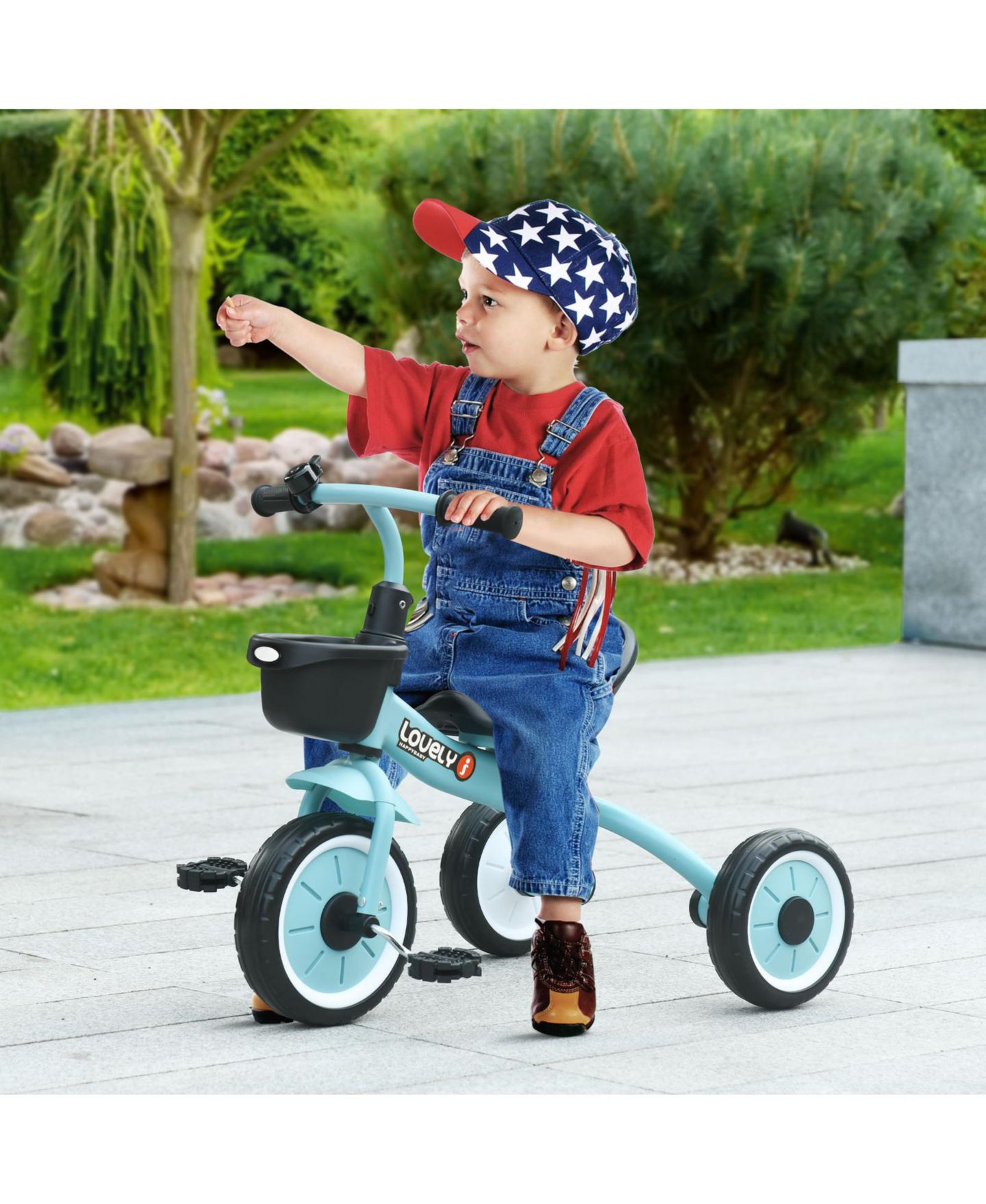 Детская игрушка Glintex Toddler Tricycle with Adjustable Seat, Bell and Storage Basket, 55-lb Capacity, 2–5 лет, цвет: Синий — фото 2