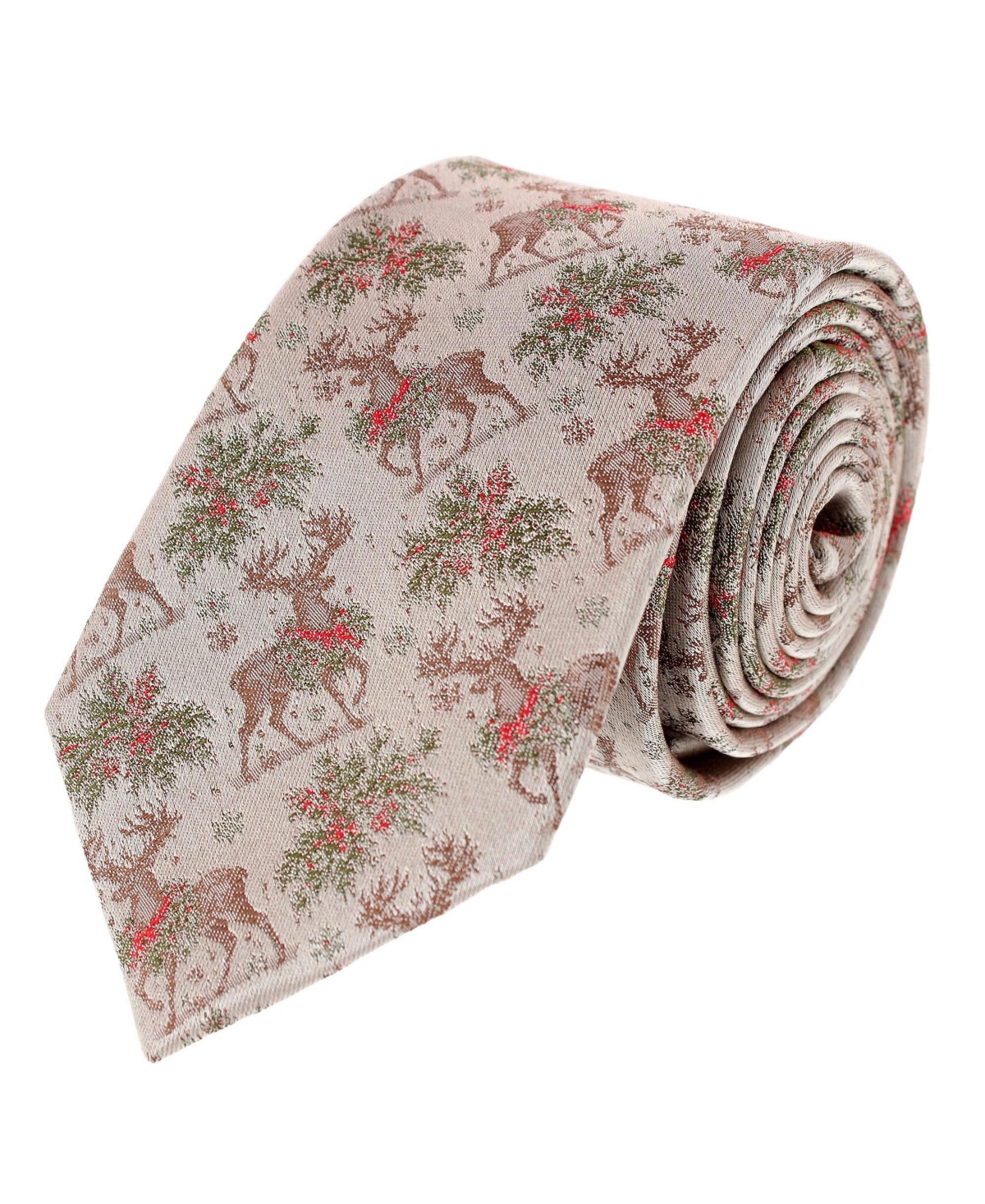 Trafalgar Men's Graceful Reindeer Holiday Silk Slim Tie