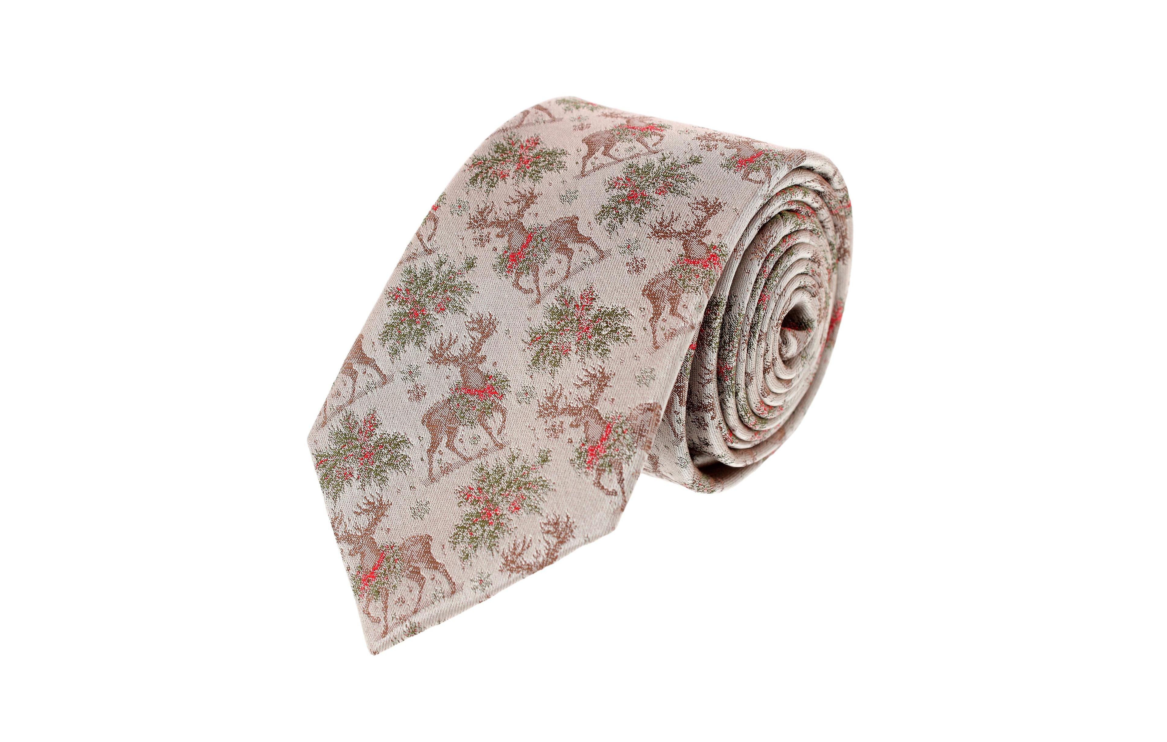 Trafalgar Men's Graceful Reindeer Holiday Silk Slim Tie