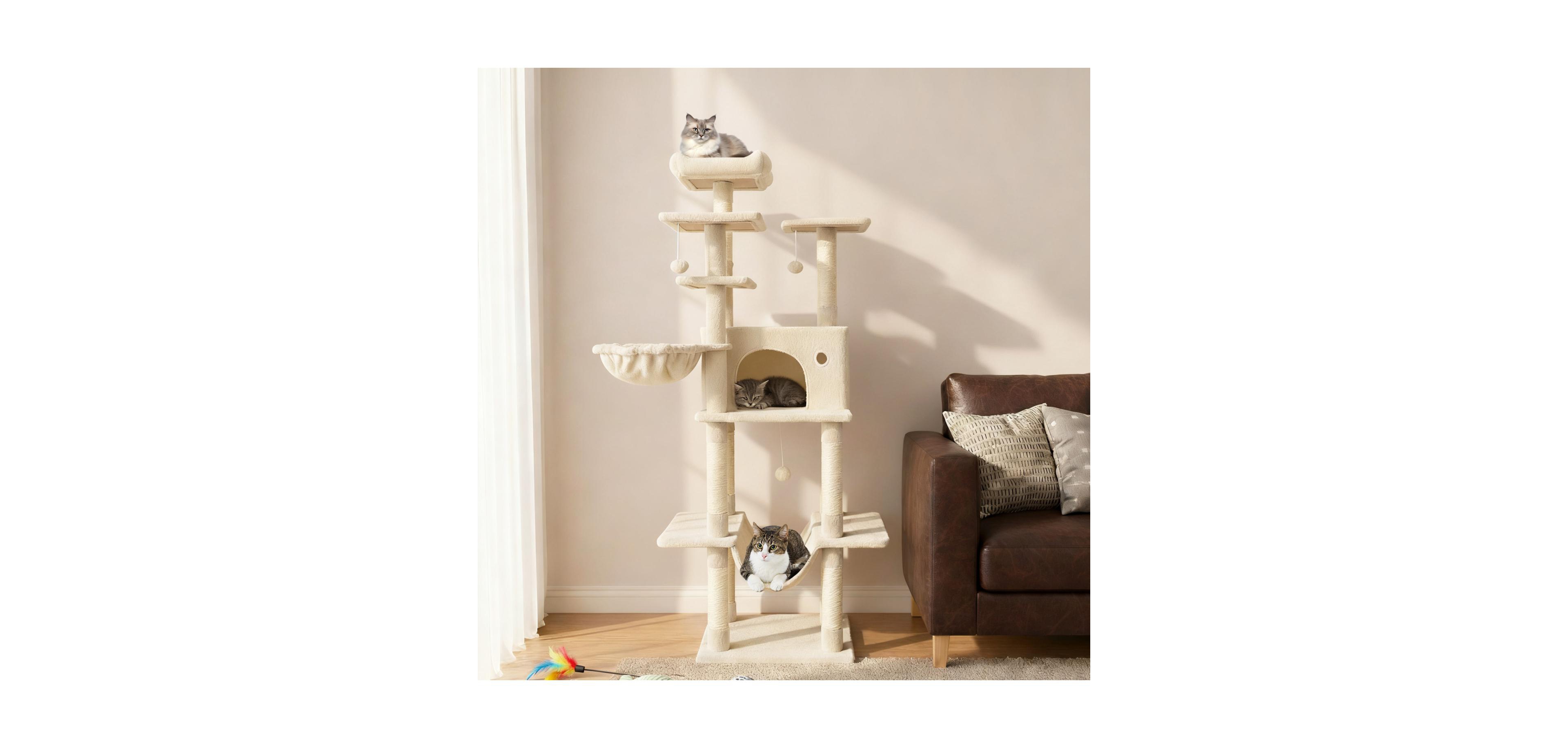 Zeny 63in Large Cat Tree with Top Perch and Condo