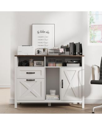 37.4-in Farmhouse 2-Drawer Lateral File Cabinet with Storage Cabinet and Adjustable Hanging Rail