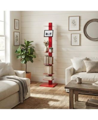 Metal Tower Shelf with Powder-Coated Finish and Fixed Shelves, Narrow Tall