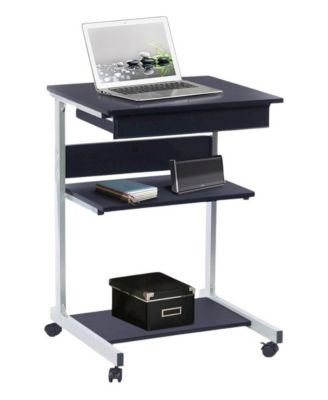 Metal Frame with Storage Drawer and Dual Shelves Computer Cart
