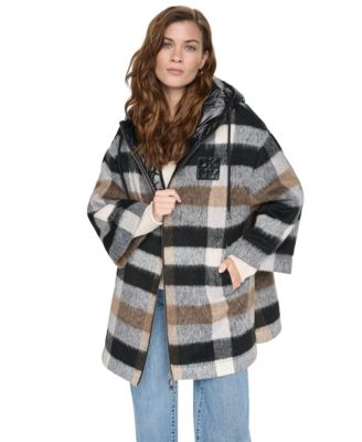 Women's Plaid Quilted-Hood Jacket