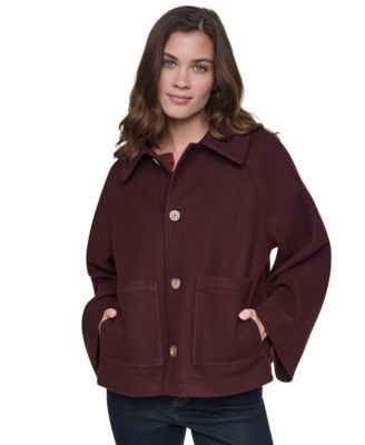 Women's Raglan Sleeve Button Front Swing Lined Coat