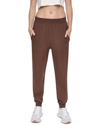 Women's High-Rise Rhinestone Pull-On Jogger Pants