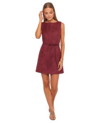 Women's Sharna Boat-Neck Sleeveless Faux-Suede Mini Dress