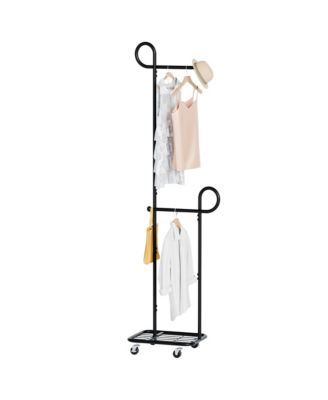 Standing Coat Rack, Mobile Garment Rack with Lockable Wheels, Freestanding Clothes Hanging Rack for Bedroom Entryway