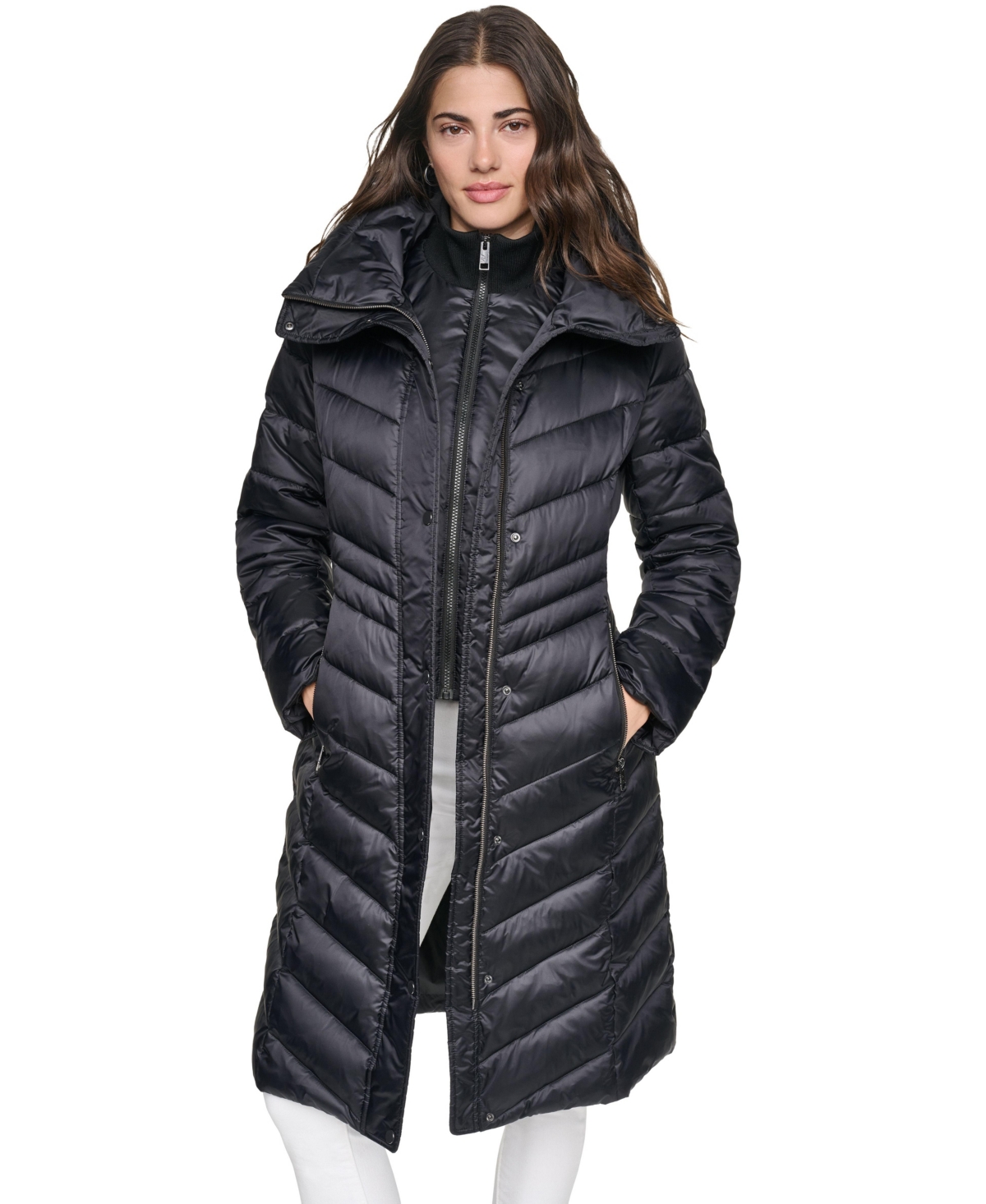 Andrew Marc Women's Clements Chevron Quilted Puffer Coat