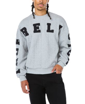 Men's Cable Crewneck Fleece-Lined Sweatshirt