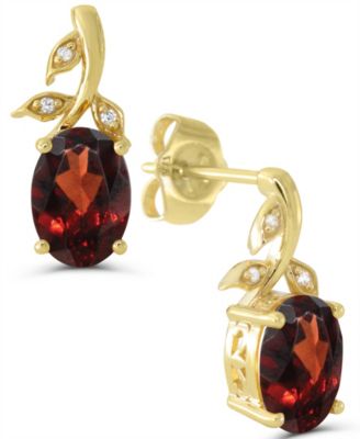 Garnet with Diamond Accent Earrings (1-5/8 ct. t.w.) in 14k Gold-Plated Sterling Silver