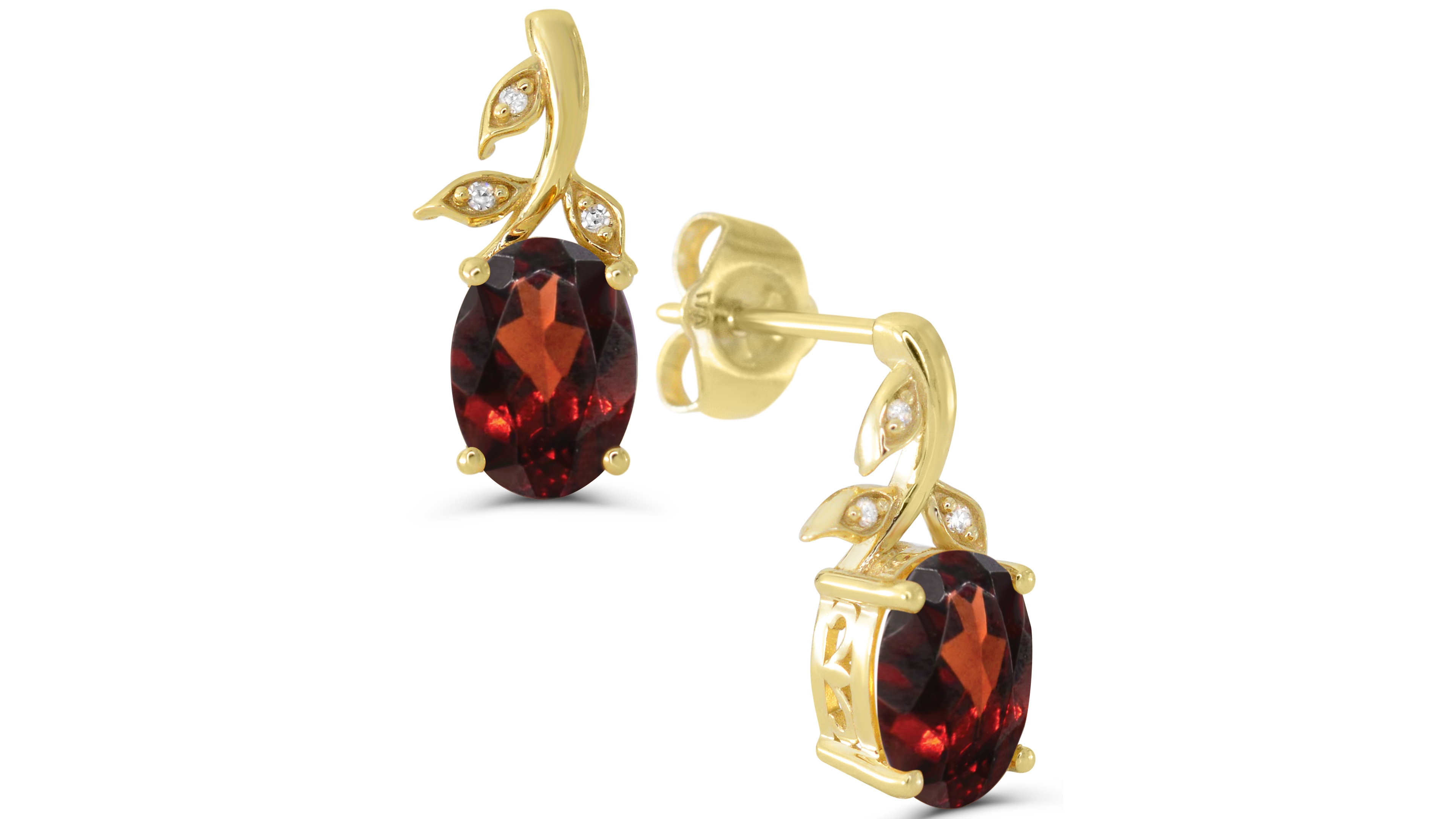 Macy's Garnet with Diamond Accent Earrings (1-5/8 ct. t.w.) in 14k Gold-Plated Sterling Silver