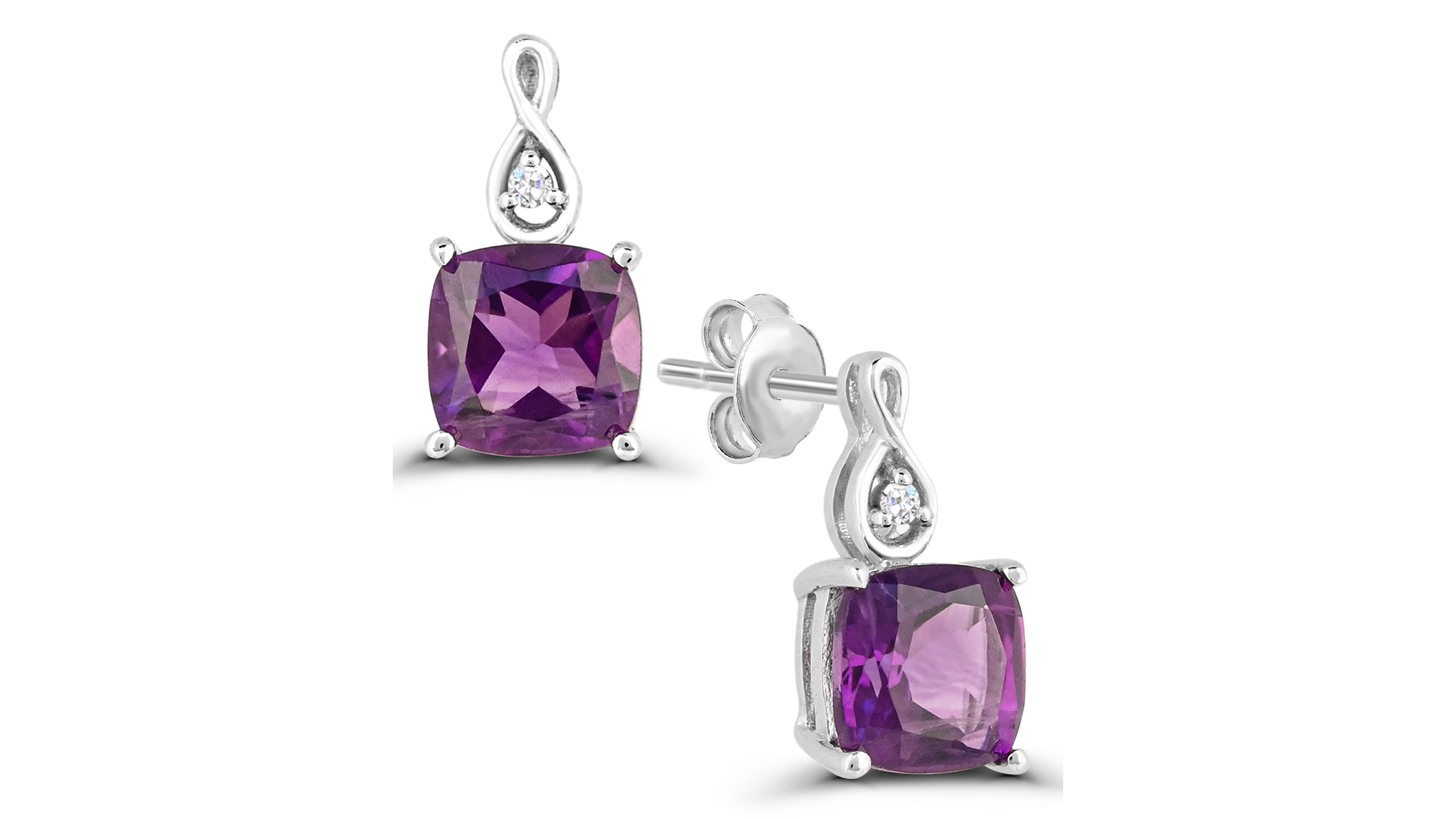 Macy's Amethyst and Diamond Accent Earrings (1-1/20 ct. t.w.) in Sterling Silver