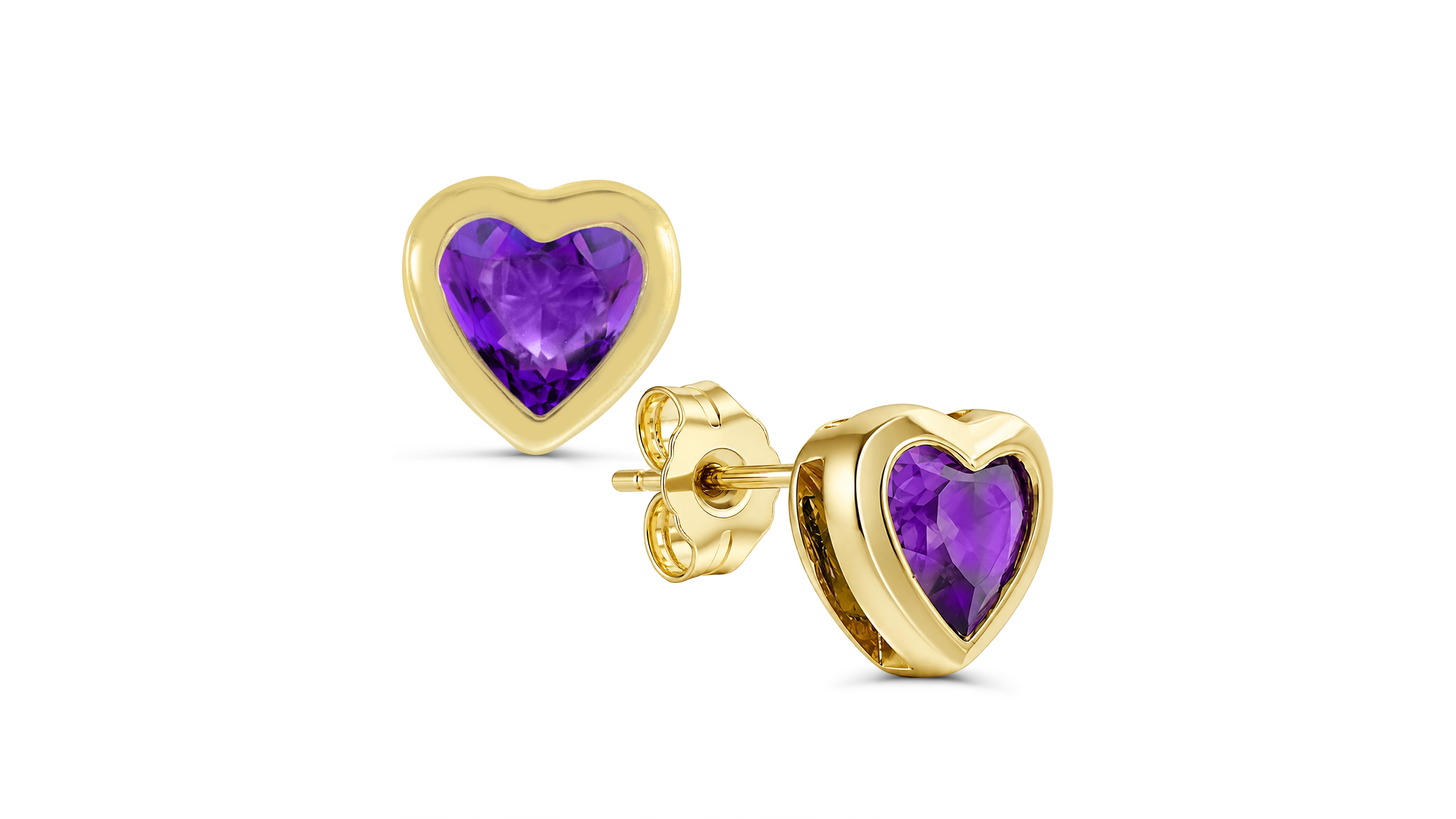Macy's Amethyst (1/3 ct. t.w.) Heart Stud Earrings in 14k Gold-Plated Sterling Silver