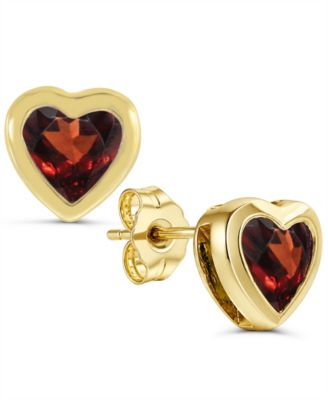 Garnet (1/2 ct. t.w.) Heart Stud Earrings in Gold-Plated Sterling Silver