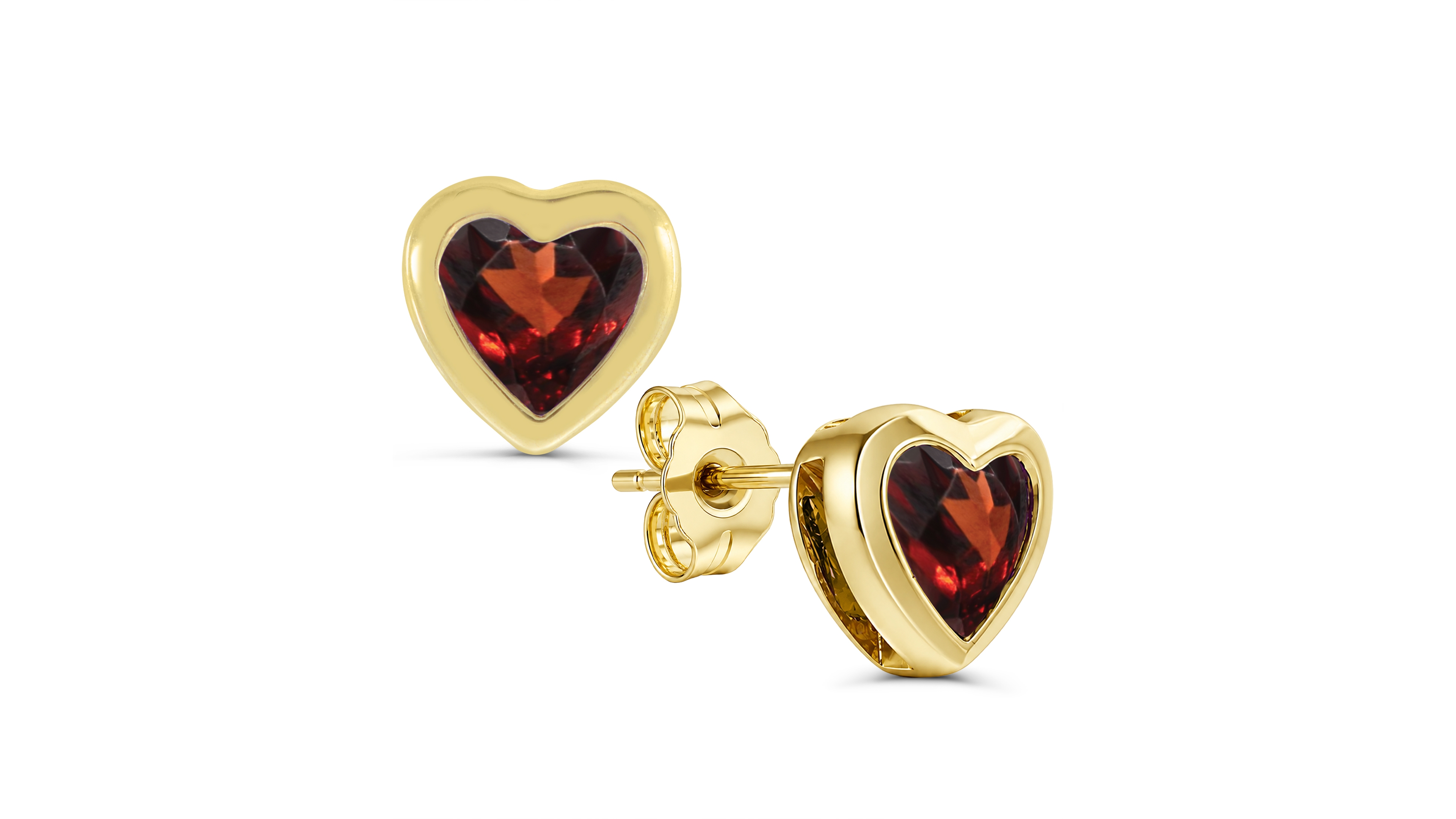 Macy's Garnet (1/2 ct. t.w.) Heart Stud Earrings in Gold-Plated Sterling Silver