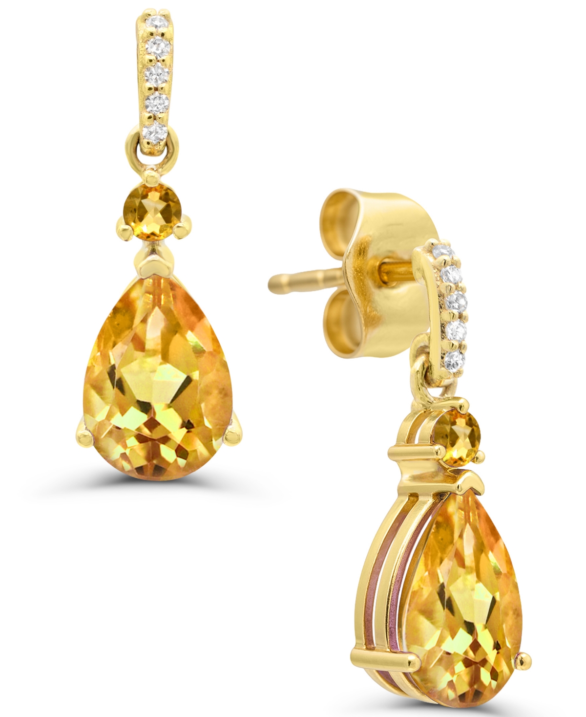 Macy's Citrine (1 ct. t.w.) and Diamond Accent Earrings in 14k Gold-Plated Sterling Silver
