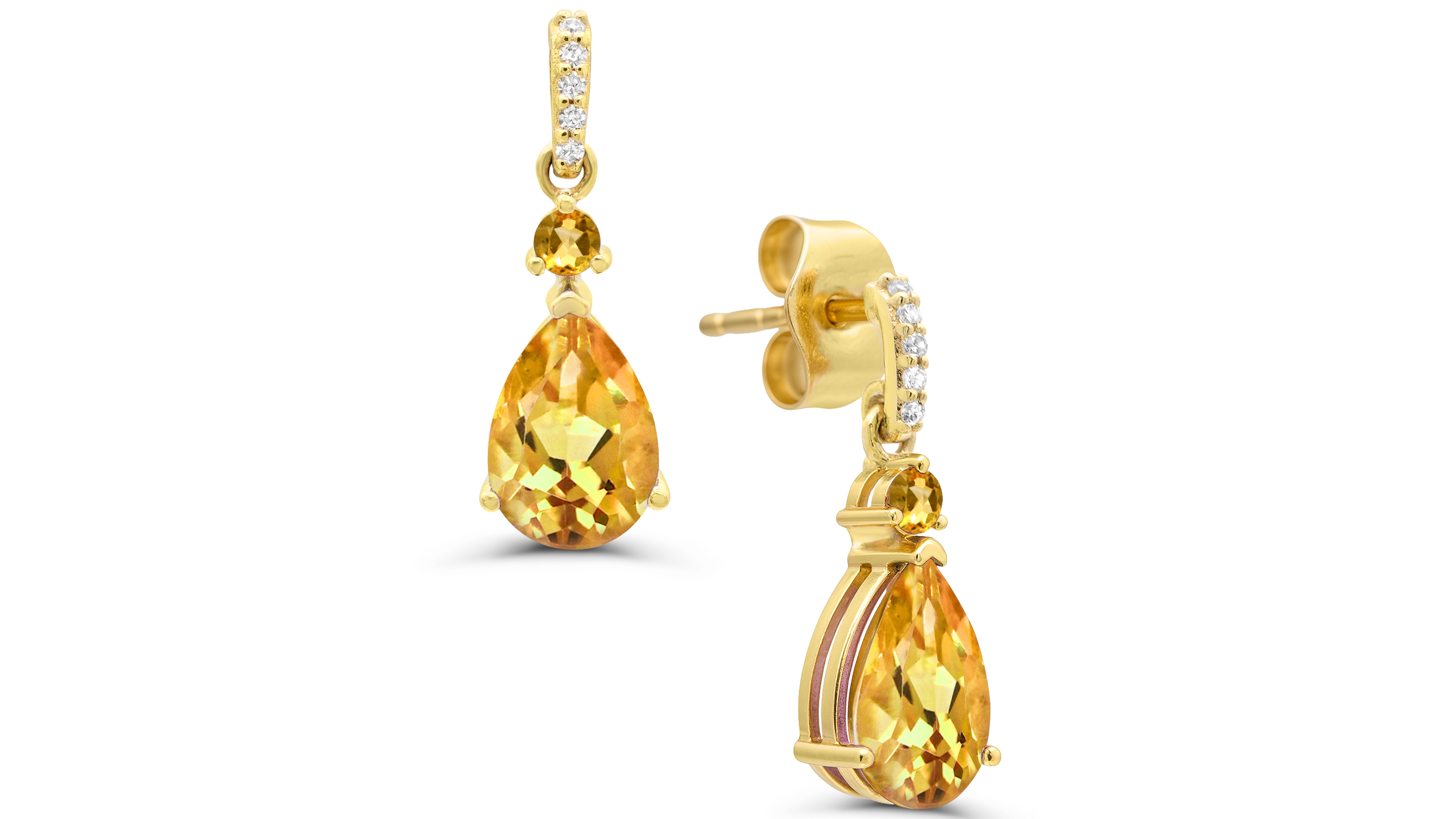 Macy's Citrine (1 ct. t.w.) and Diamond Accent Earrings in 14k Gold-Plated Sterling Silver