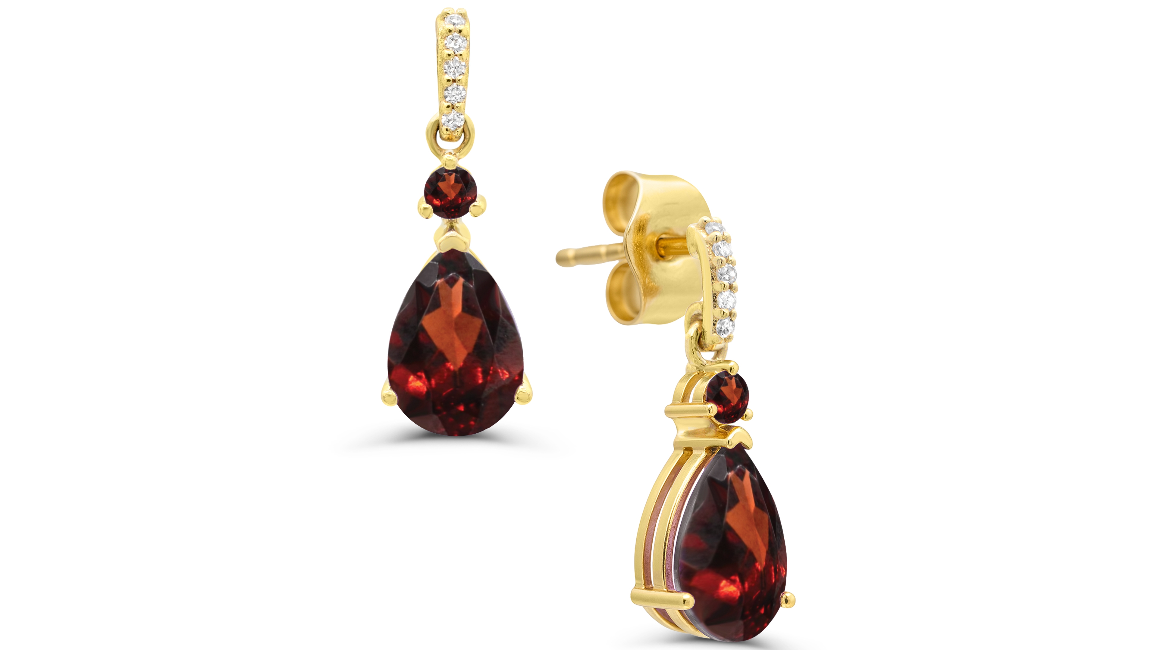Macy's Garnet (1-1/2 ct. t.w.) Pear Drop Diamond Accent Earrings in 14k Gold-Plated Sterling Silver