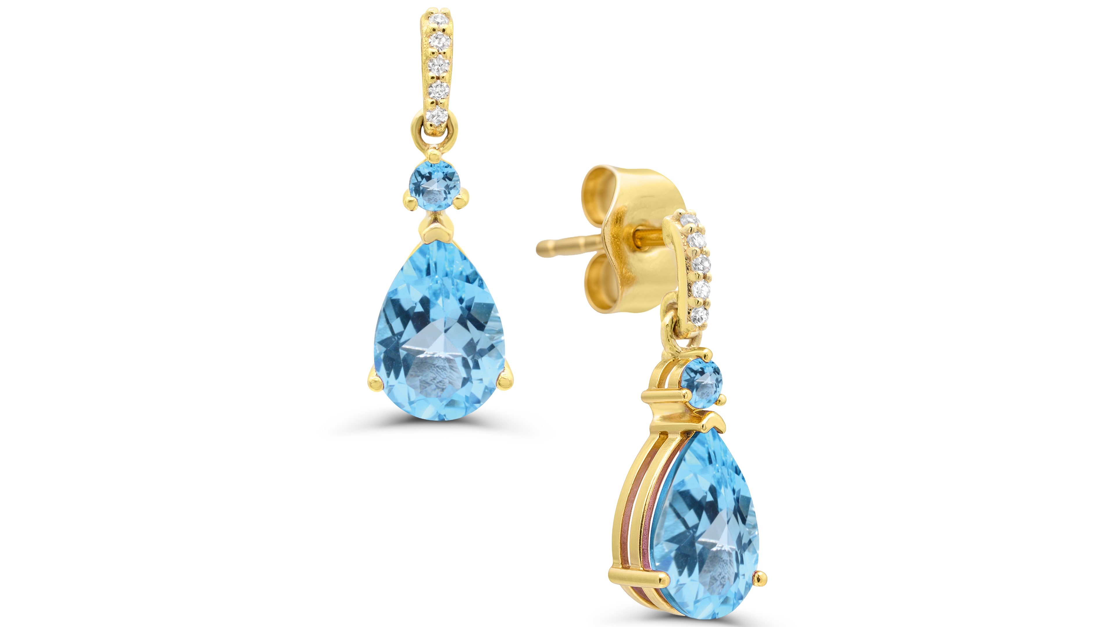 Macy's Blue Topaz (1-3/8 ct. t.w.) and Diamond Accent Drop Earrings in 14k Gold-Plated Sterling Silver