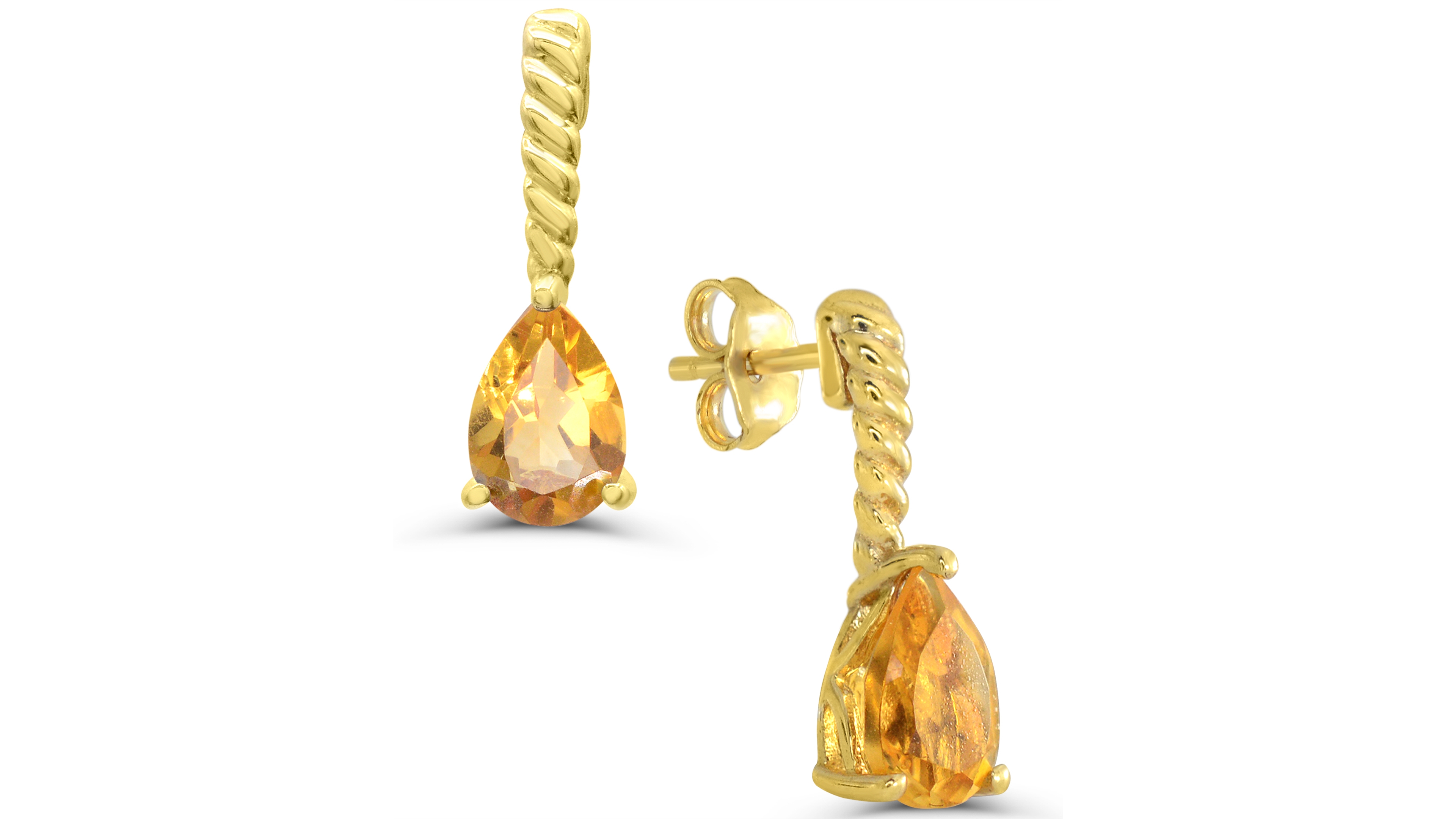 Macy's Citrine Pear Drop & Chandelier Earrings (1/2 ct. t.w.) in 14k Gold-Plated Sterling Silver