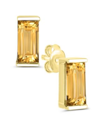 Citrine Emerald Cut Stud Earrings (3/4 ct. t.w.) in 14k Gold-Plated Sterling Silver