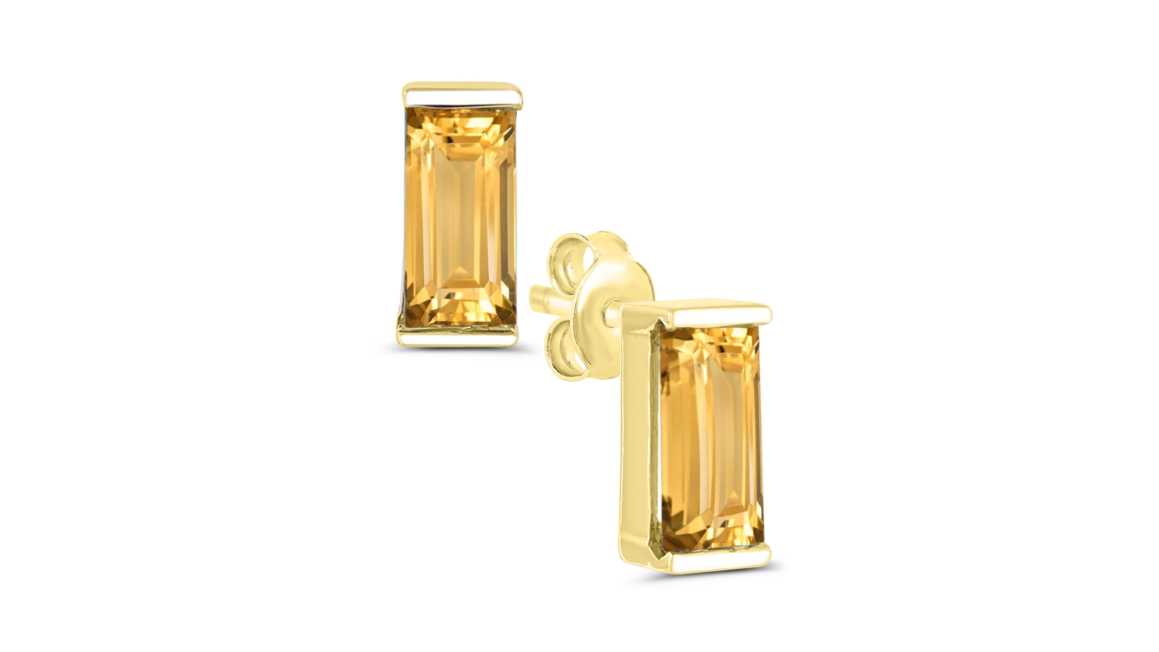 Macy's Citrine Emerald Cut Stud Earrings (3/4 ct. t.w.) in 14k Gold-Plated Sterling Silver