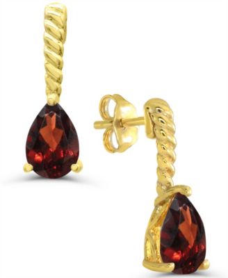 Garnet Drop Earrings (7/8 ct. t.w.) in 14k Gold-Plated Sterling Silver