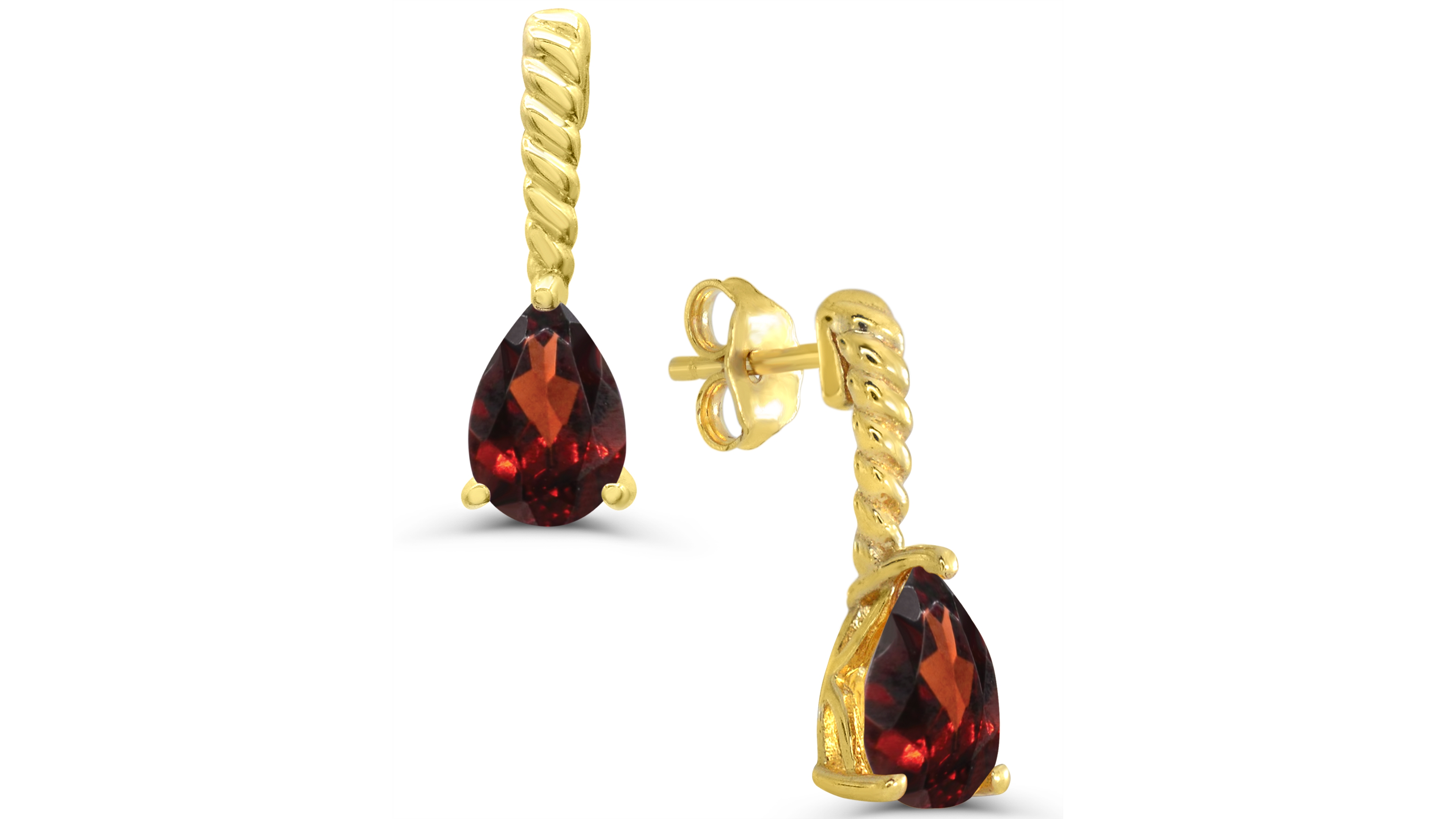 Macy's Garnet Drop Earrings (7/8 ct. t.w.) in 14k Gold-Plated Sterling Silver