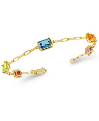 Multi-Stone Garnet, Peridot, London Blue Topaz, Citrine and Amethyst Bracelet (4 ct. t.w.) in Gold-Plated Sterling Silver