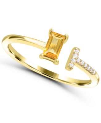Citrine (1/4 ct. t.w.) and Diamond Accent Cocktail & Statement Ring in Gold-Plated Sterling Silver