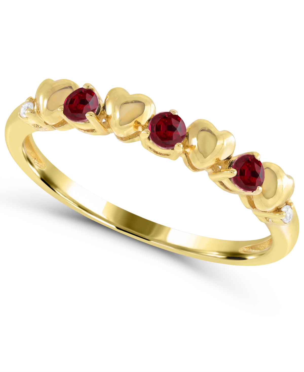 Macy's Lab-Grown Ruby Stackable Band Open Ring (1/6 ct. t.w.) in 14k Gold-Plated Sterling Silver - Red