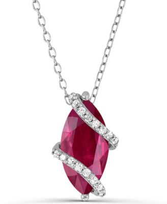 Lab-Grown Ruby (1-3/4 ct. t.w.) and Lab-Grown White Sapphire (1/8 ct. t.w.) Pendant Necklace in Sterling Silver