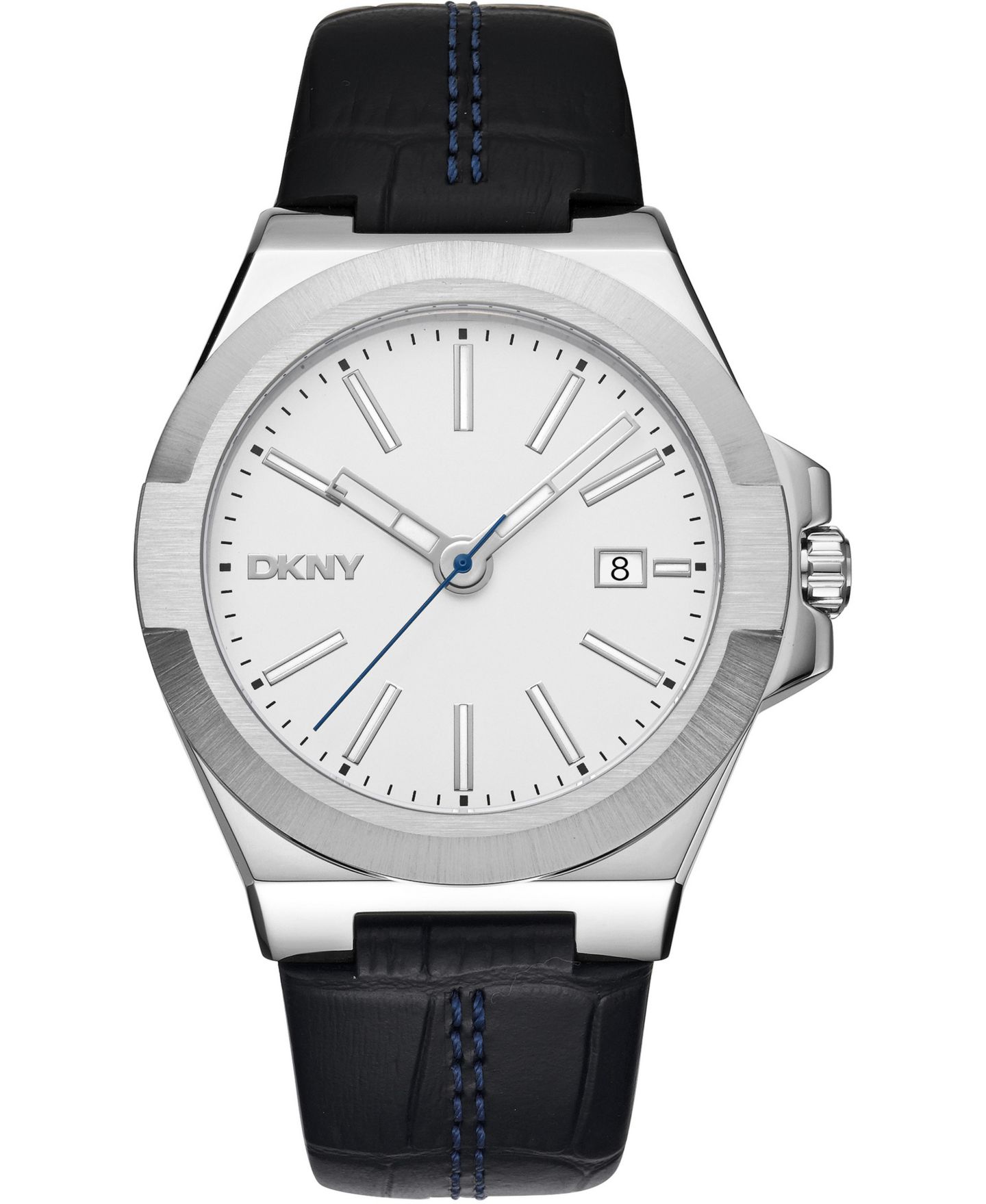 Мужские часы DKNY Quartz Silver Leather Strap Watch, 42mm, цвет: Серебряный — фото 1