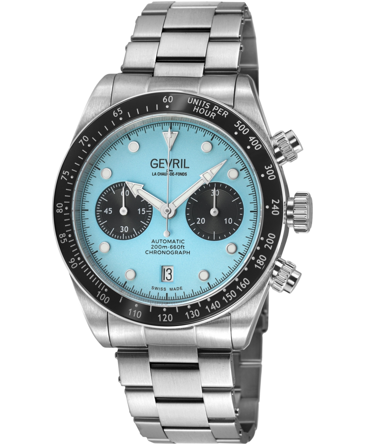 Gevril Men's Swiss Automatic Barclay Silver Stainless Steel Bracelet Watch, 42mm - Silver