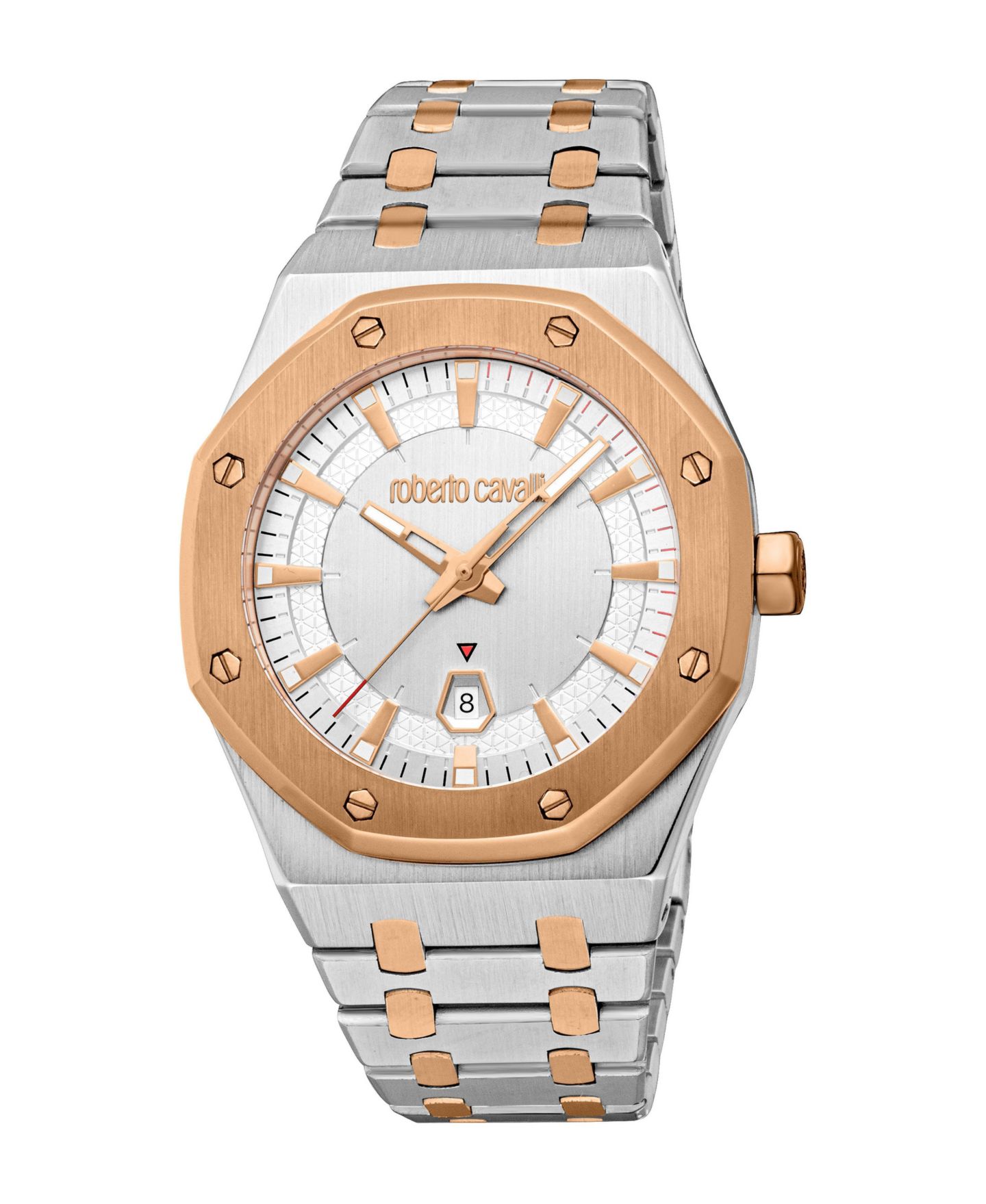 Мужские часы Roberto Cavalli Quartz Two-Tone Stainless Steel Bracelet Watch, 42mm, цвет: Серебряный — фото 1