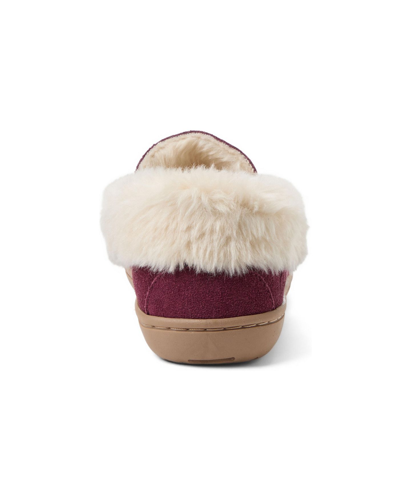 Женские тапочки Clarks Suede Moc With Leather Lacing and Faux Fur Trim Slippers, цвет: Бордовый — фото 3