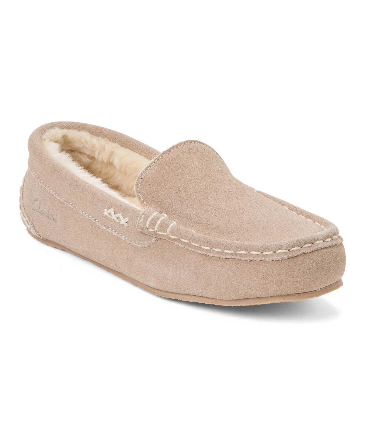 Clarks Women's Suede Driver Moc Memory-Foam Slippers