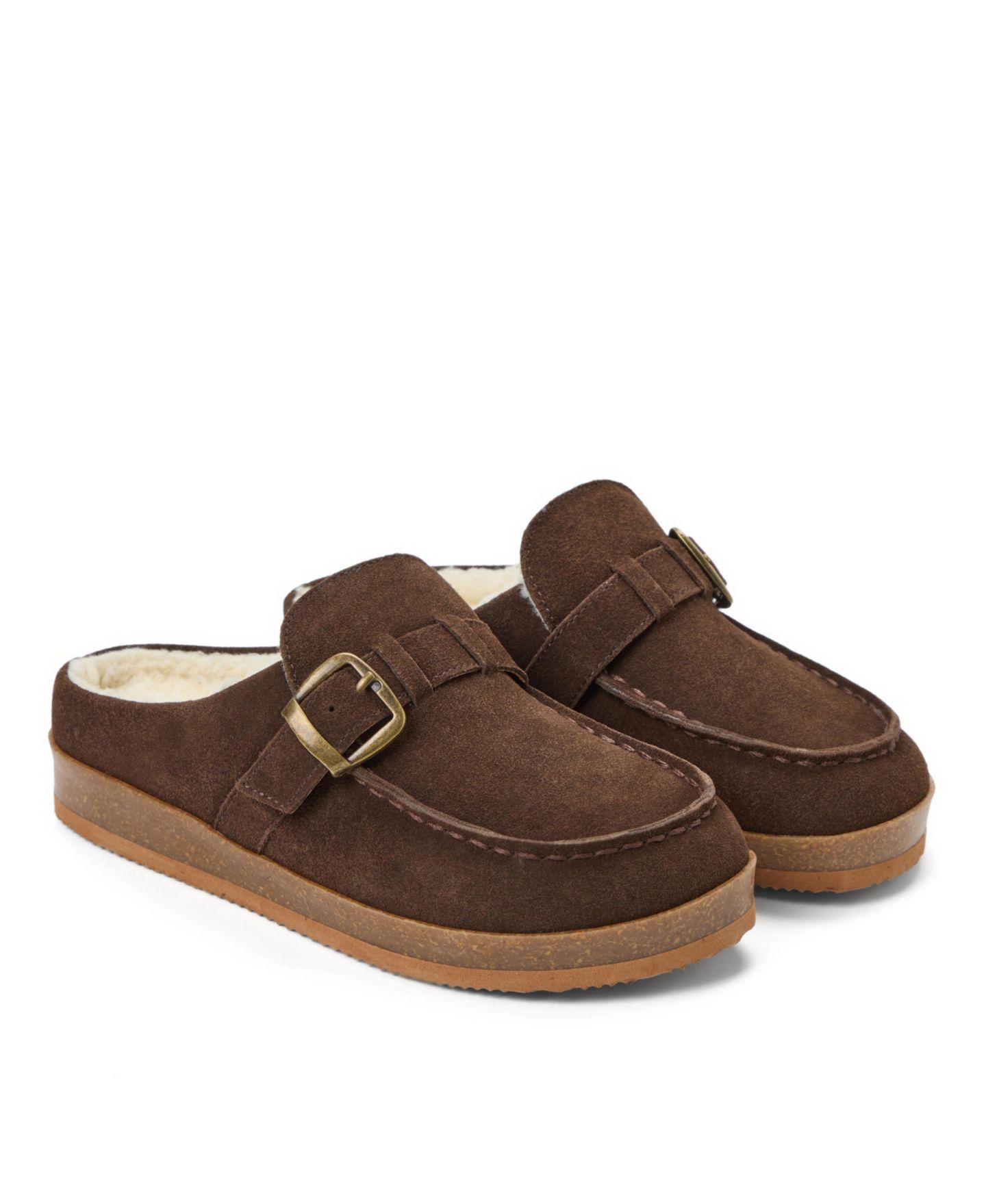Женские сабо Clarks Genuine Suede Clog Memory Foam Slippers, цвет: Шоколадный — фото 7