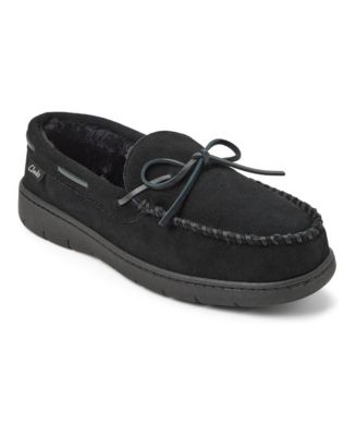 Men's Genuine Cow Suede Moccasin With Leather Lacing And Tipped Faux Fur Slippers