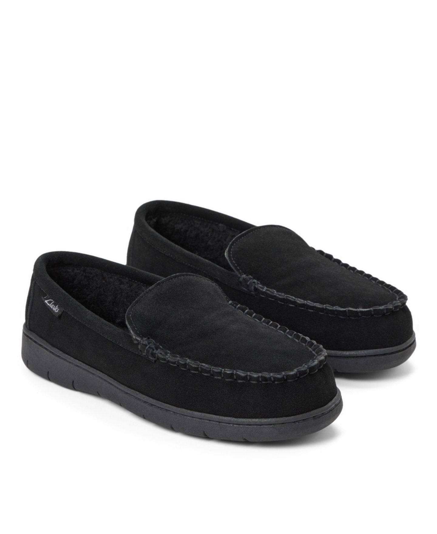 Мужские тапочки Clarks Venetian Moc Memory Foam Genuine Cow Suede Slippers, цвет: Чёрный — фото 7