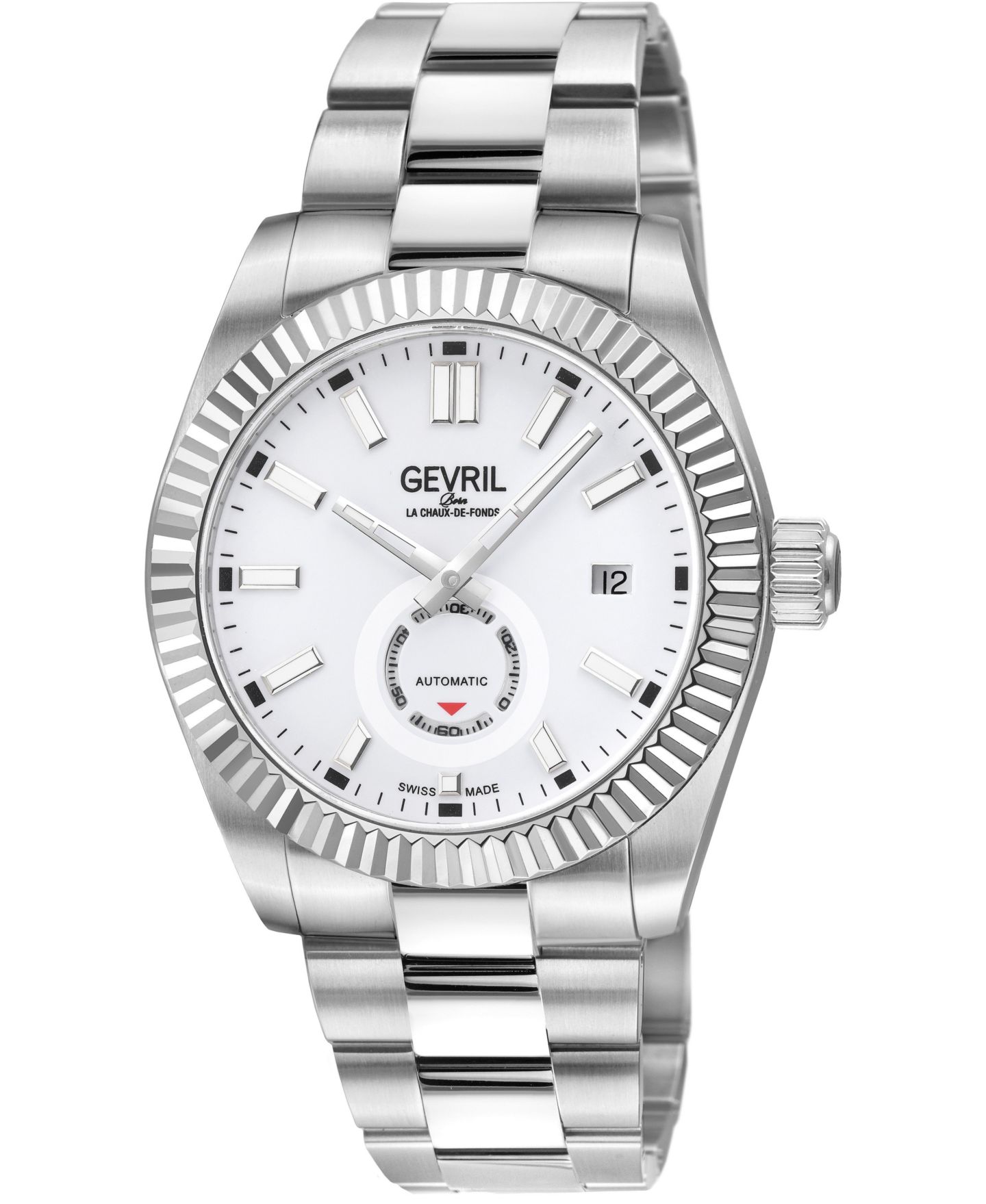 Мужские часы Gevril Swiss Automatic West Village Stainless Steel Bracelet Watch, 40mm, цвет: Серебряный — фото 1