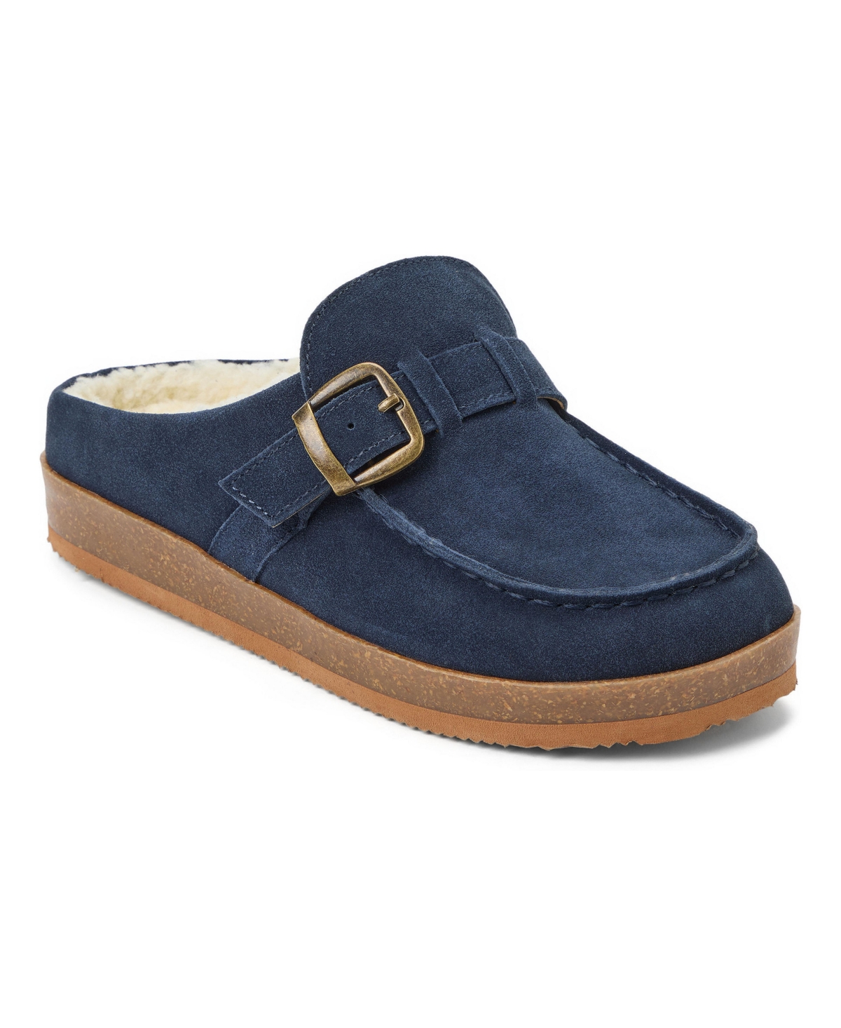 Clarks Women's Genuine Suede Clog Memory Foam Slippers - Navy