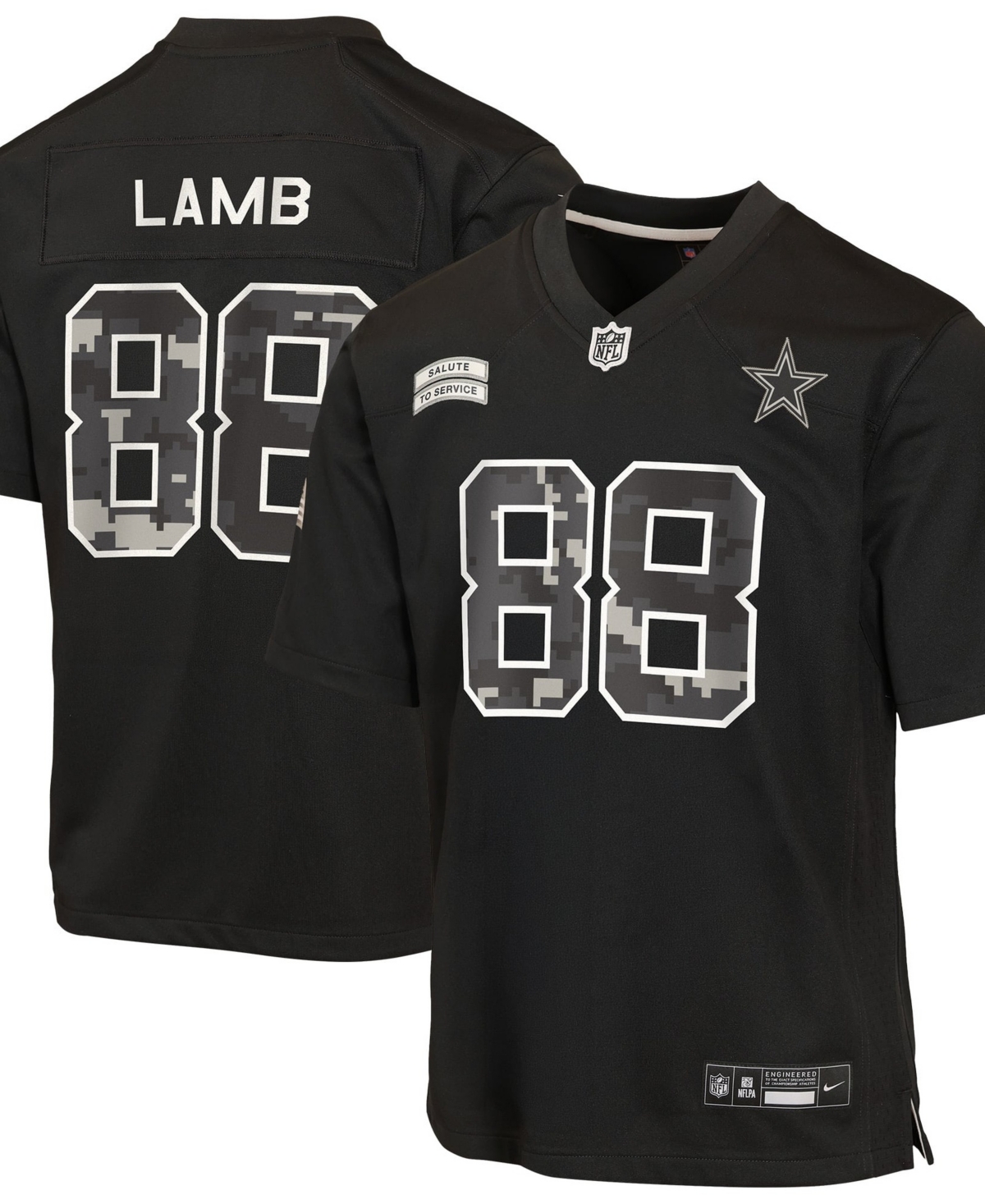 Nike Big Boys' and Girls' CeeDee Lamb Black Dallas Cowboys 2026 Salute to Service Game Jersey
