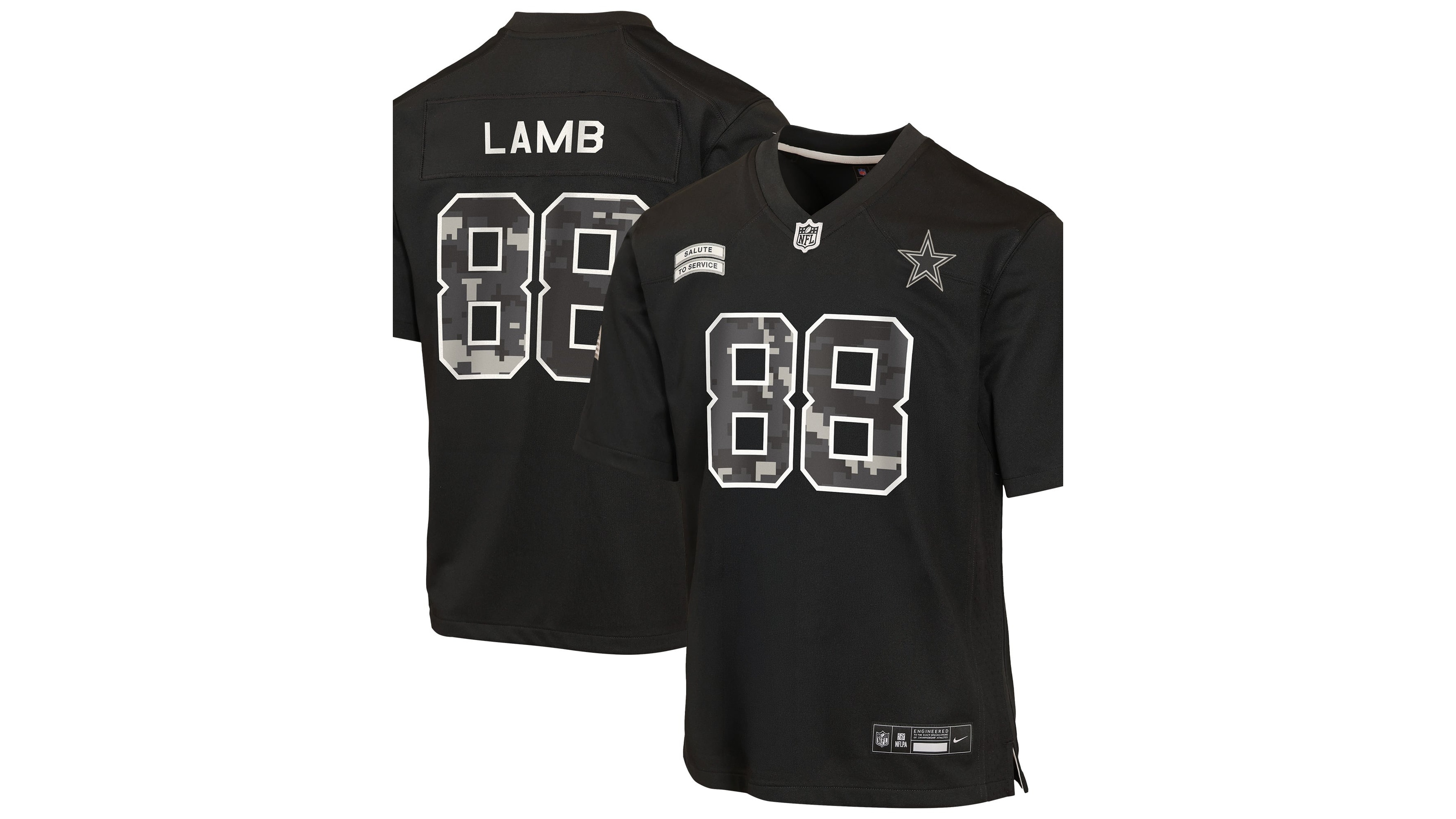 Nike Big Boys' and Girls' CeeDee Lamb Black Dallas Cowboys 2026 Salute to Service Game Jersey