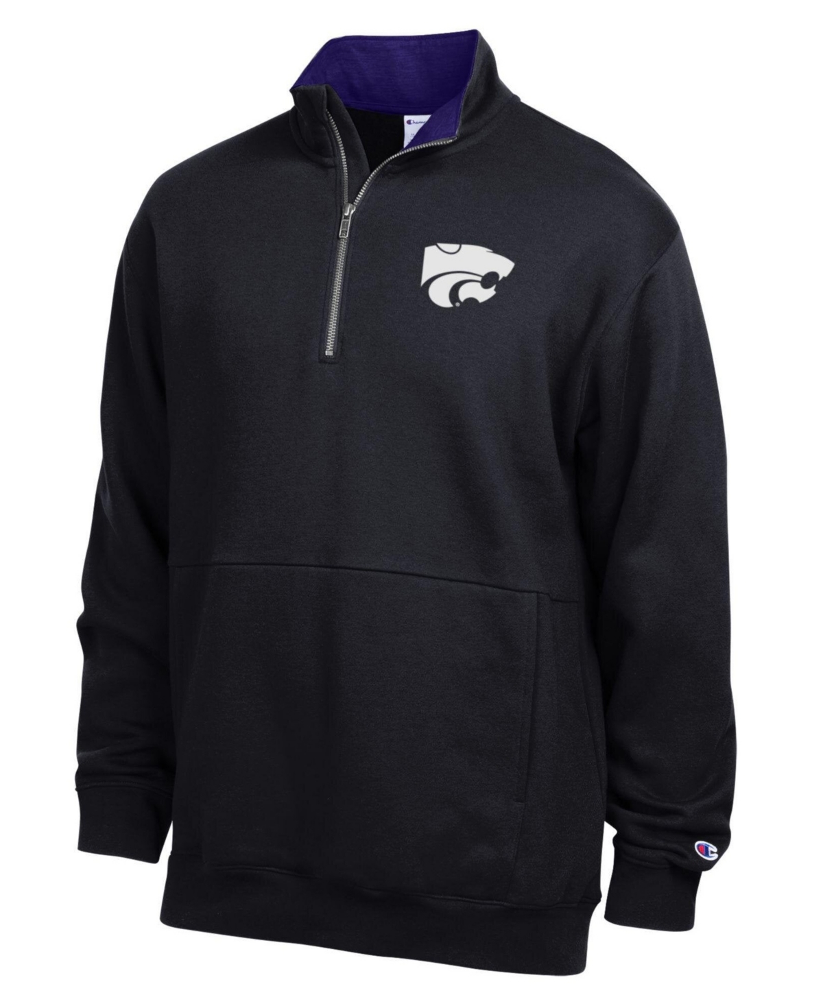 Champion Men's Black Kansas State Wildcats Fleece Quarter-Zip Pullover - Black