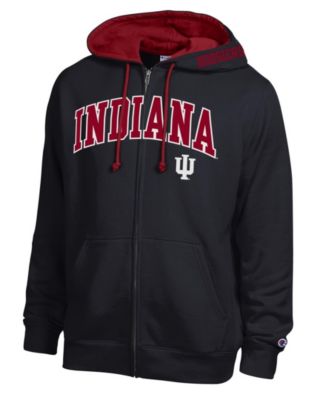 Men's Black Indiana Hoosiers Arch Logo Full-Zip Fleece Hoodie