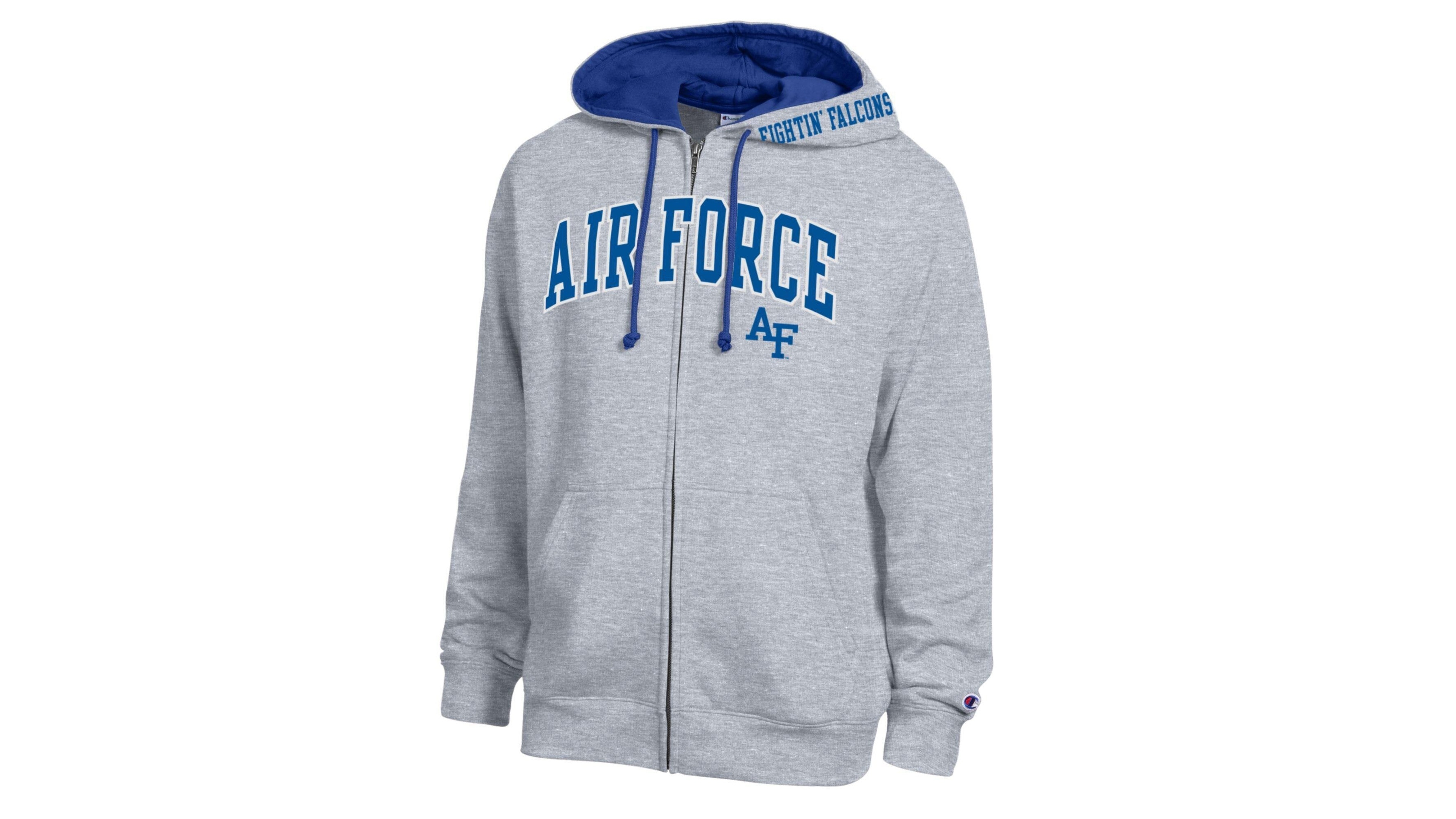 Champion Men's Heather Gray Air Force Falcons Arch Logo Full-Zip Fleece Hoodie