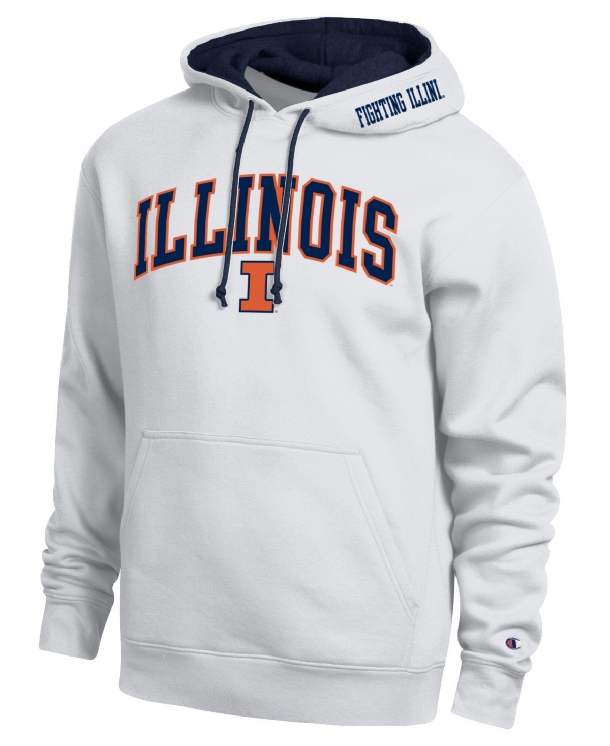 Champion Men's White Illinois Fighting Illini Arch Tackle Twill Hoodie