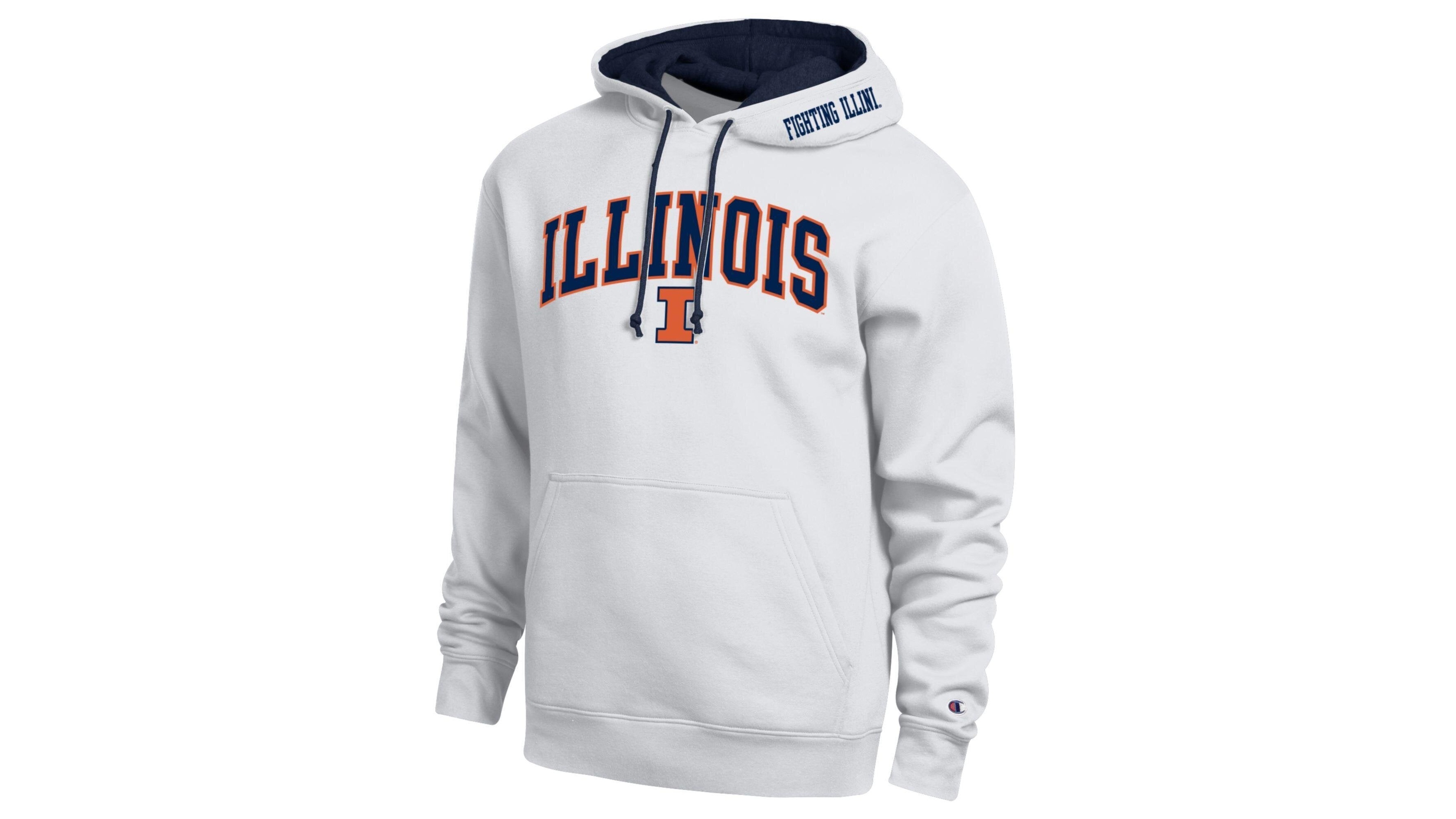 Champion Men's White Illinois Fighting Illini Arch Tackle Twill Hoodie